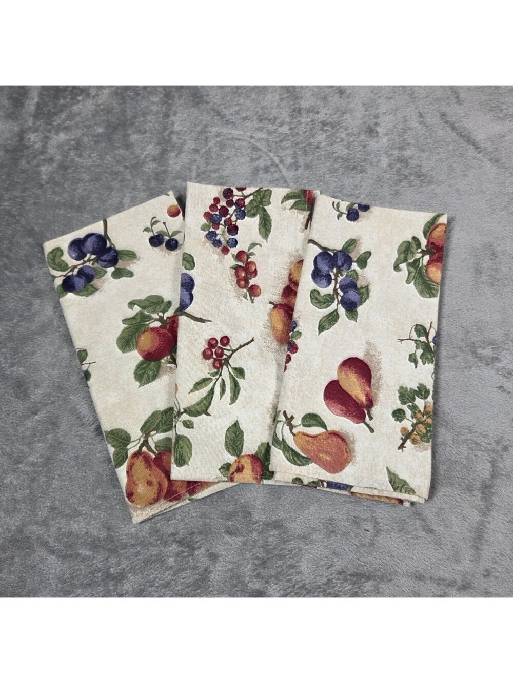Longaberger Fruit Medley Fabric Napkins 19" Square Set of 3